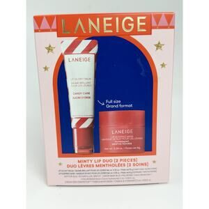 Laneige Minty Lip Duo - Full Size Candy Cane Lip Balm + 8g Peppermint Lip Mask
